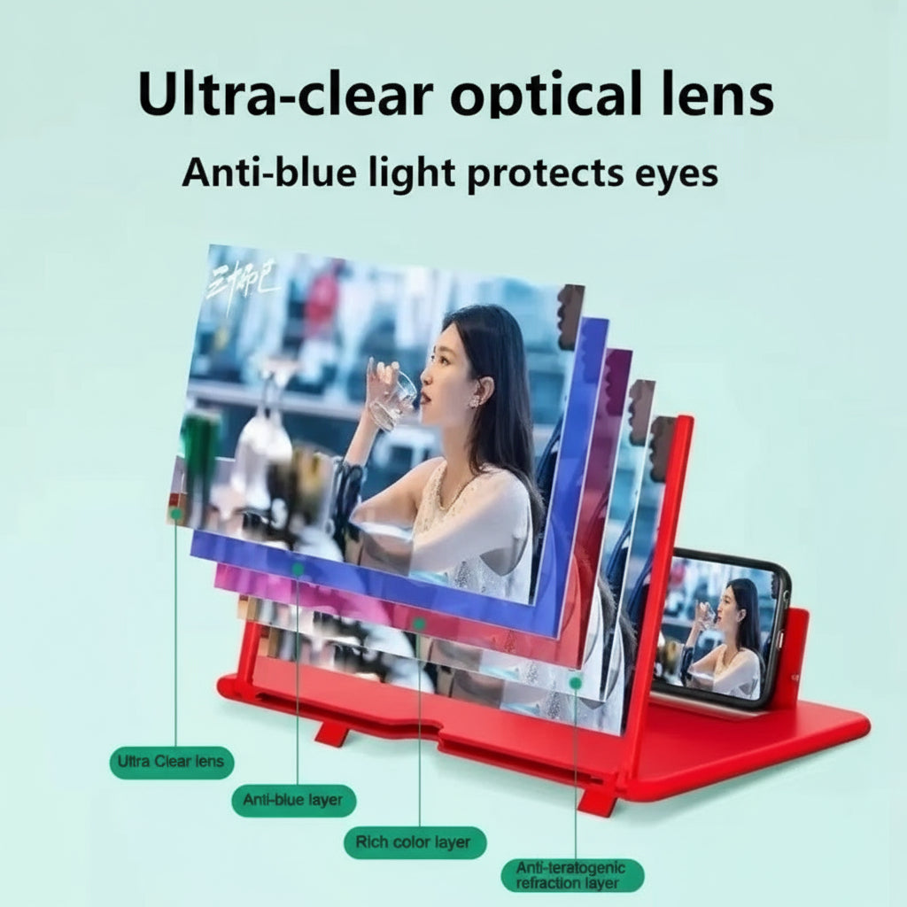 14/12/10Inch 3D Screen Amplifier Mobile Phone Screen Video Magnifier for All Smartphone Enlarged Screen Cell Phone Stand Bracket