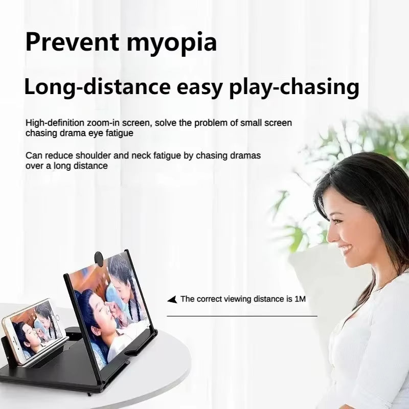 14/12/10Inch 3D Screen Amplifier Mobile Phone Screen Video Magnifier for All Smartphone Enlarged Screen Cell Phone Stand Bracket