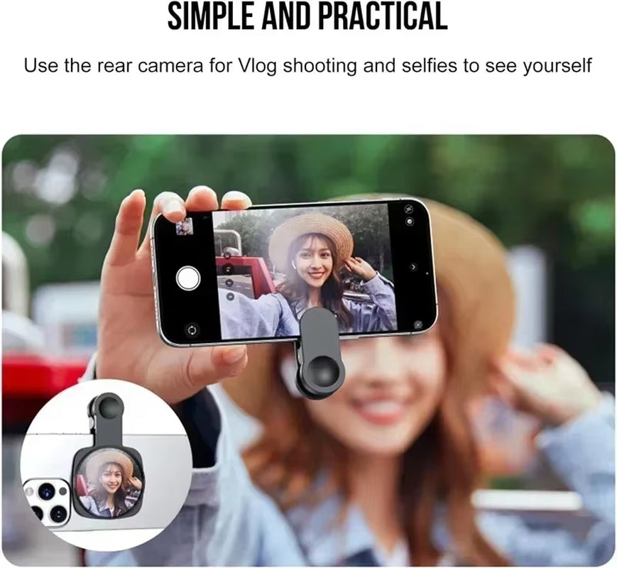 Smartphone Camera Lens Selfie Mirror Clip Kit for Iphone Samsung Smartphone Live Streaming Photo Video Selfie Vlog Accessories